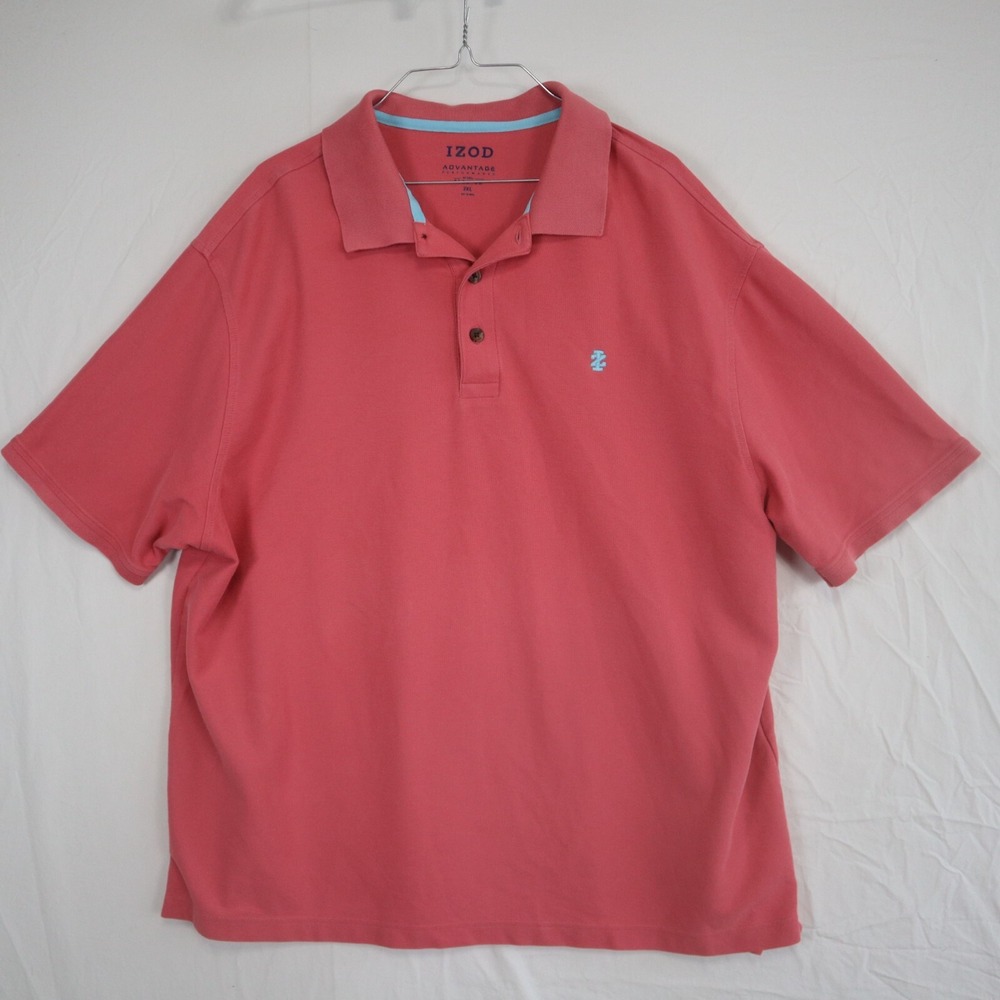 IZOD Polo Shirt Mens 2XL XXL Advantage Performance Stretch Pink‎ Short Sleeve